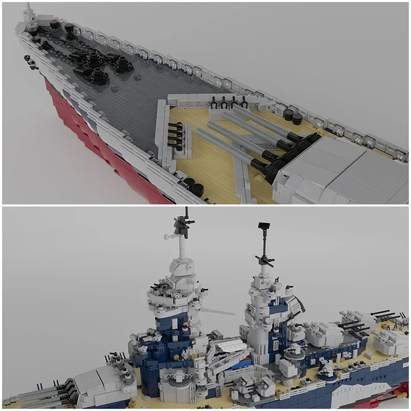 Model Kit Uss Iowa - MOC French Richelieu Battleship 1:200 Building