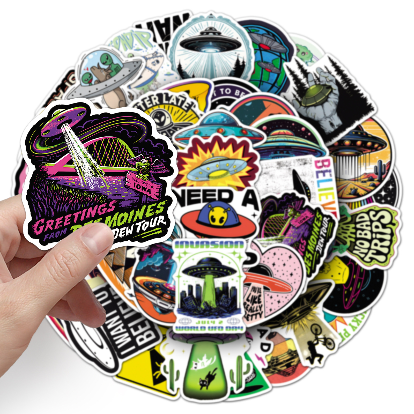 50PCS Cartoon UFO Graffiti Sti - Model Kit Ufo incelemesi ve fiyatı
