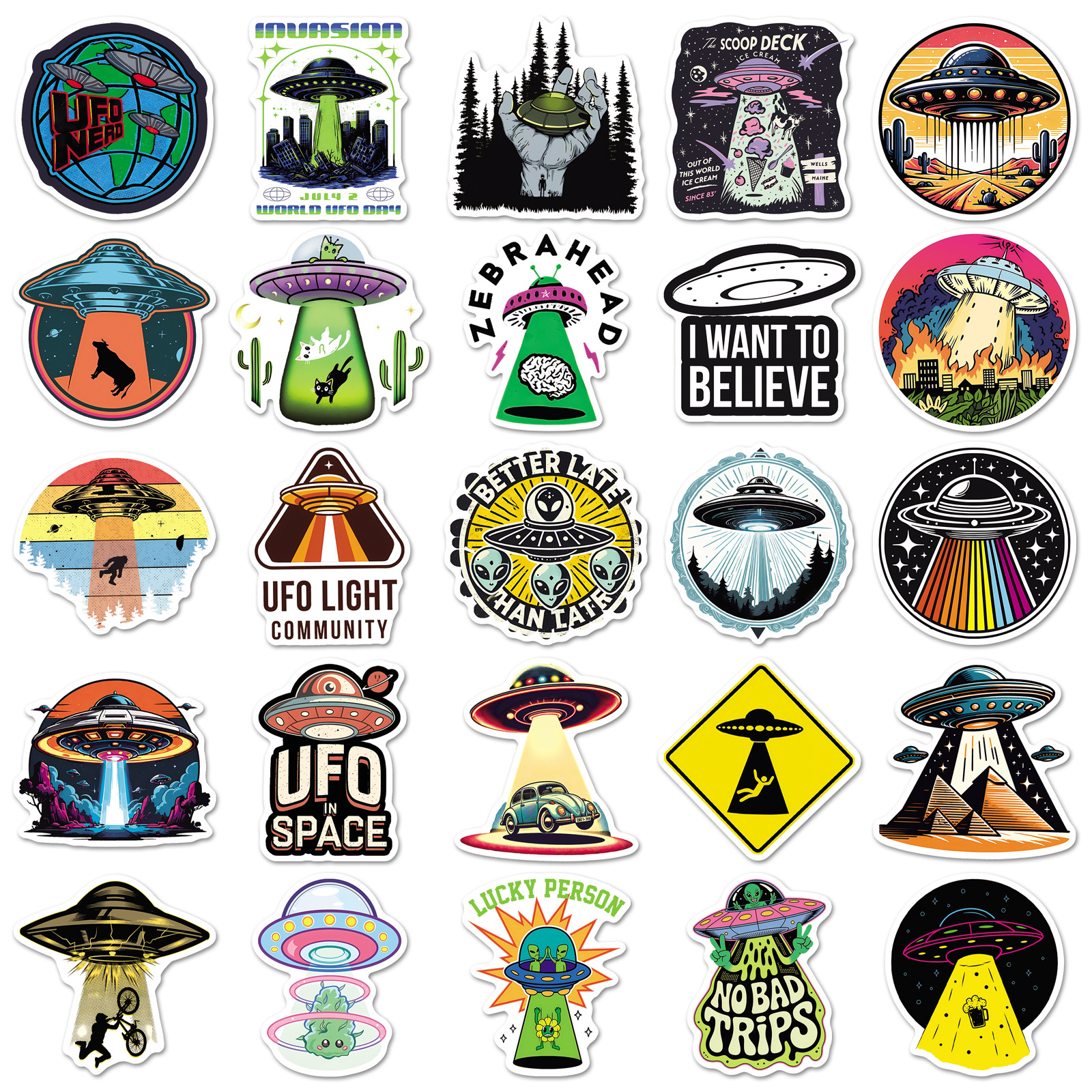 50PCS Cartoon UFO Graffiti Sti - Model Kit Ufo incelemesi ve fiyatı